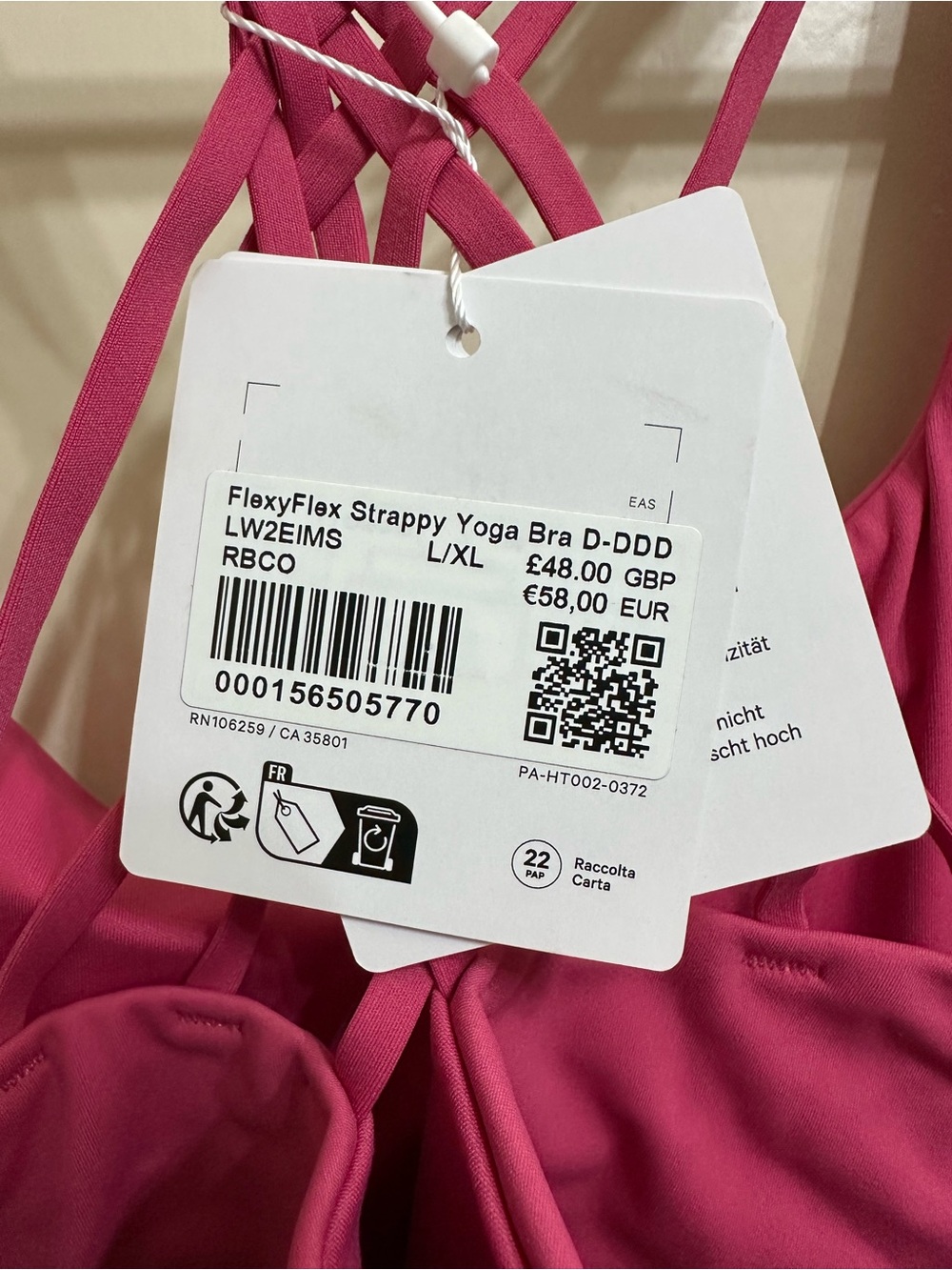 BNWT! FLEXY FLEX STRAPPY YOGA BRA L/XL D-DDD - Picture 5 of 6